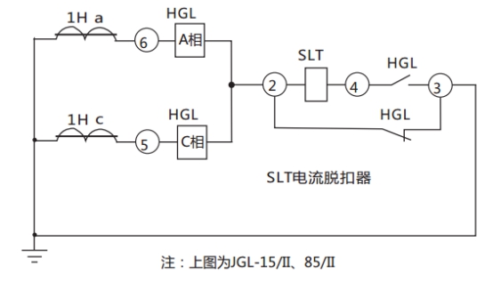 JGL-16/Ⅱ二相靜態(tài)反時(shí)限過流繼電器典型應(yīng)用接線圖